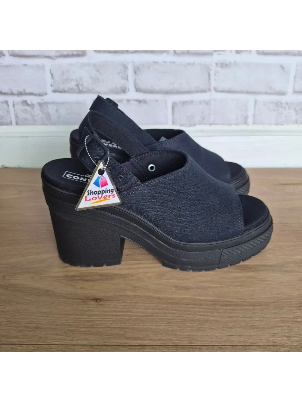 ⭐Converse Chuck 70 De Luxe Heel Platform Sz 9 Men's shoes Sandal Black A12567F